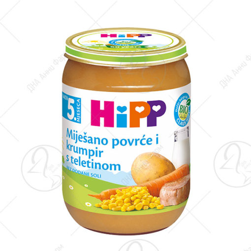 HIPP 6153/258ТЕЛЕШКИ ОБРОК СО ЗЕЛЕНЧУК И КОМПИРИ каша 190 g