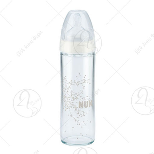 NUK 2028 NS шише staklo 240ml силиконска цуцла/М отвор