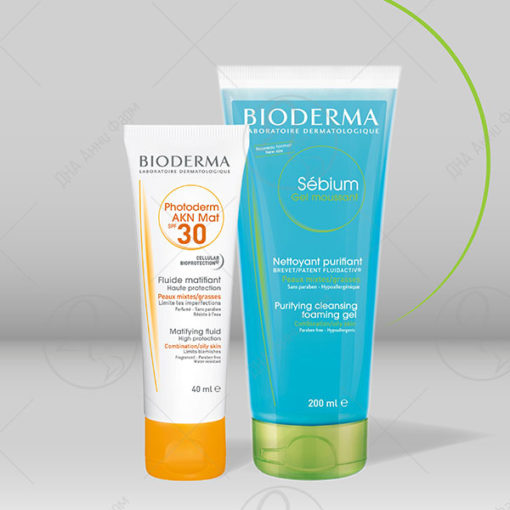 BIODERMA SET Photoderm AKN 40 ml / Sebium Gel Moussant 200 ml  / Пенест гел