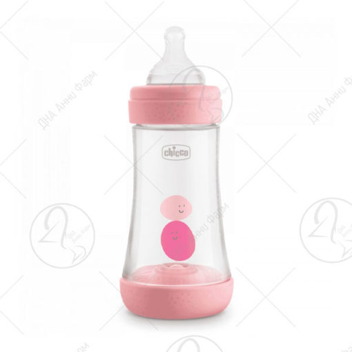 CHICCO ШИШЕ ПЛАСТИЧНО PERFECT5 240МЛ РОЗЕ 0М+ СИЛИКОН