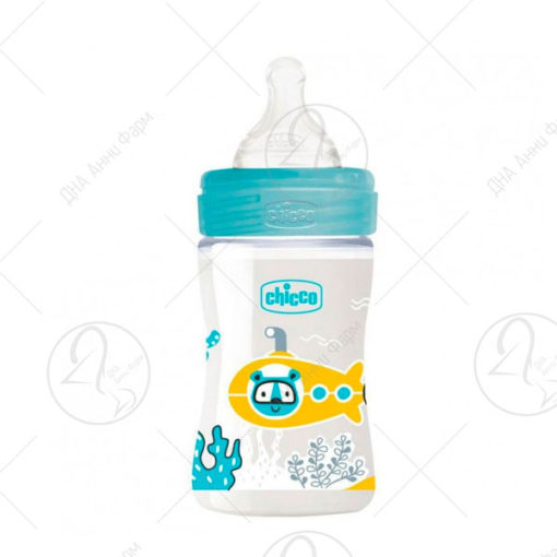 CHICCO ШИШЕ ПЛАСТИЧНО СИНО 150ml СИЛИКОН ЦУЦЛА