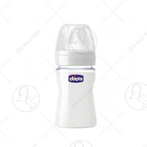CHICCO ШИШЕ СТАКЛЕНО 150ml СИЛИКОН ЦУЦЛА УНИСЕКС