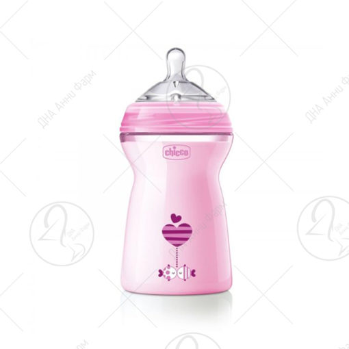CHICCO Шише розе со цуцла силиконска 6+ NAT FEELING 330ml