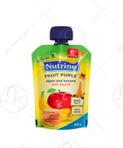 NUTRINO Овошно пире - Пауч со јаболко и банана со бисквит 100гр