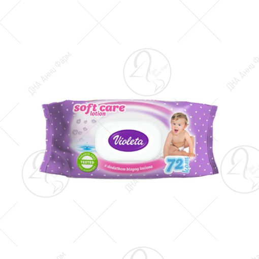 Violeta baby влажни марамици soft, 72