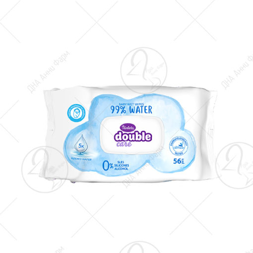 Violeta Water Care Дуо влажни марамчиња 99% вода, 56 парчиња