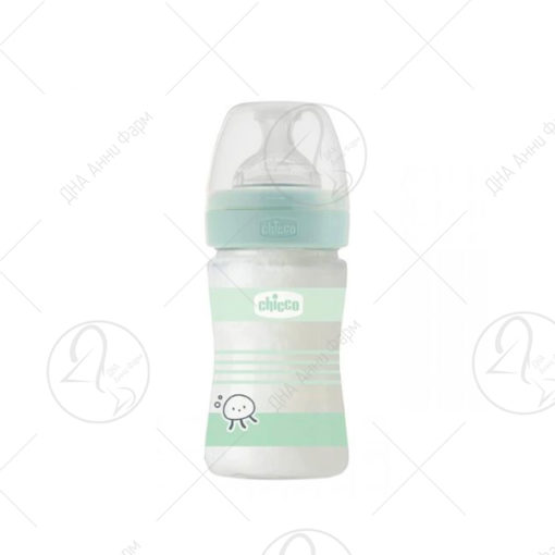 CHICCO Шише Well Being - Стаклено - Зелено 150ml