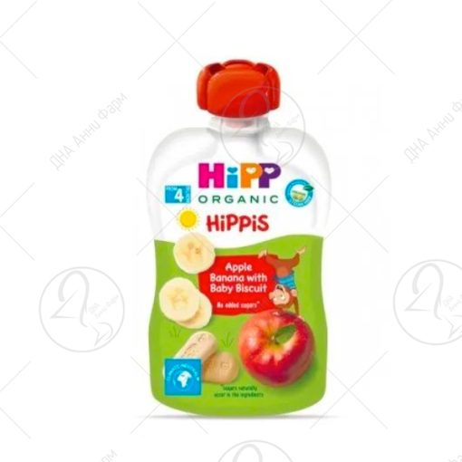 HIPP Пире од јаболко, банана и детски бисквити 100гр