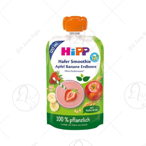 HIPP Овесно смути со јаболко, банана и јагода 120ml