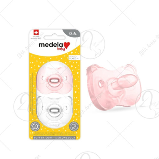 MEDELA Цуцла силиконска 0-6 месеци – девојче x2